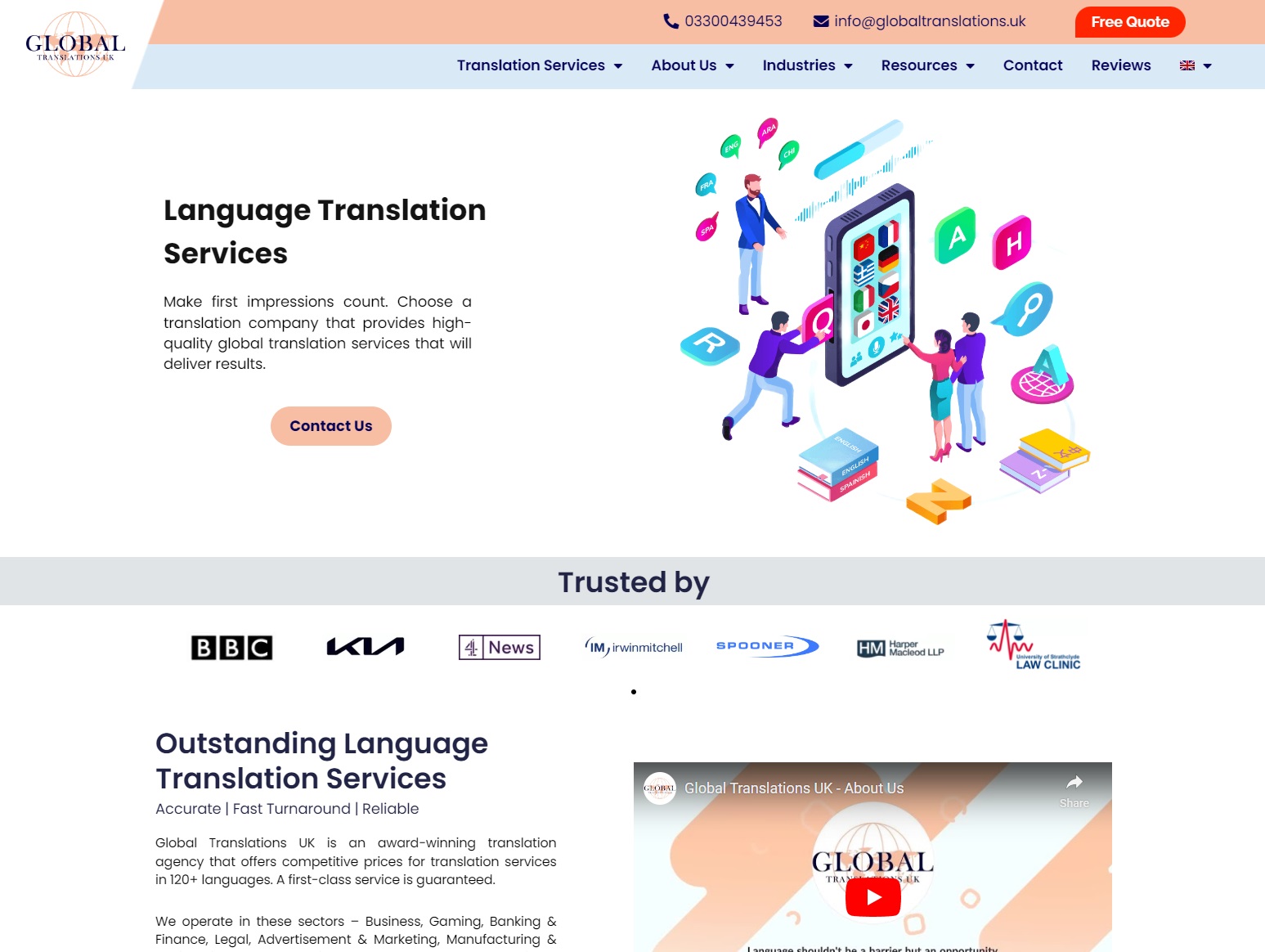 Global Translations website screenshot